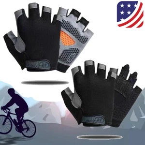 Half Finger Cycling Gloves Breathable Shockproof MTB Bike Short Gloves Men Women - Picture 1 of 11