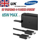 NEW Genuine Samsung 65W Super Charger Adapter  UK EU Plug Treble USB for Android