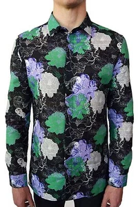 Camisa con botones de algodón floral de la colección Versace talla 44 nueva con etiquetas - Imagen 1 de 7