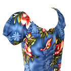 HILO HATTIE Hawaiian Shirt Off the Shoulder Floral Blue Multi Rayon Women's S *