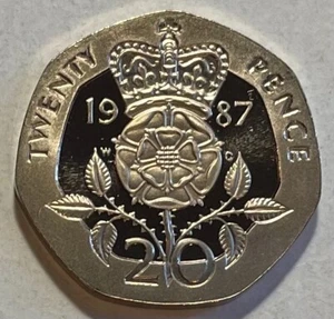 Great Britain 20 Pence 1987 - Tudor Rose - Heptagon - Proof - Picture 1 of 5