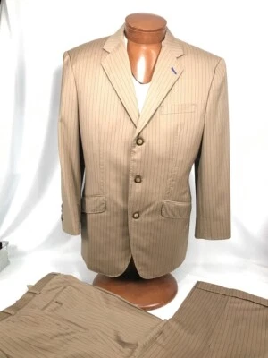 Astor & Black * Traje de lana tostada a medida beige talla 42 * Hecho para Darren Sproles Foto 1 de 4