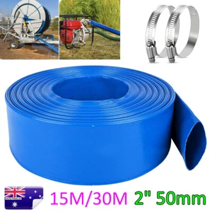 2" 15/30M Pump Lay-Flat Discharge Hose Kit Water Transfer Pipe Irrigation Outlet - Picture 1 of 10