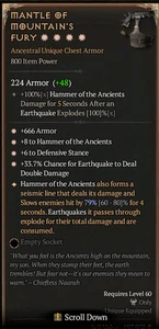 Mantel of Mountain's Fury 4GA Barbarian Armor ETERNAL REALM NON-SEASON SC D4 PS5 - Picture 1 of 1