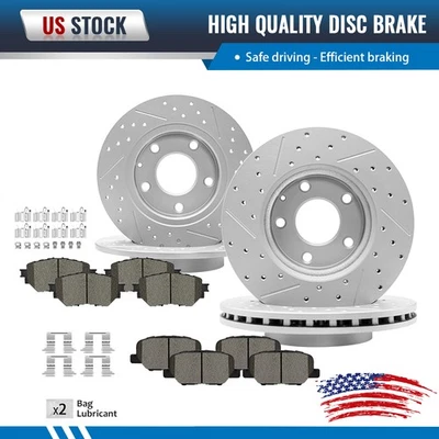 Front & Rear Drilled Brake Rotors + Pads for 2014 2015-2018 Mazda 3 Sport Mexico - Image 1 of 4