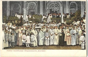 PARSI MARRIAGE PROCESSION Bombay, India 1900s UDB Antique Postcard - Picture 1 of 2
