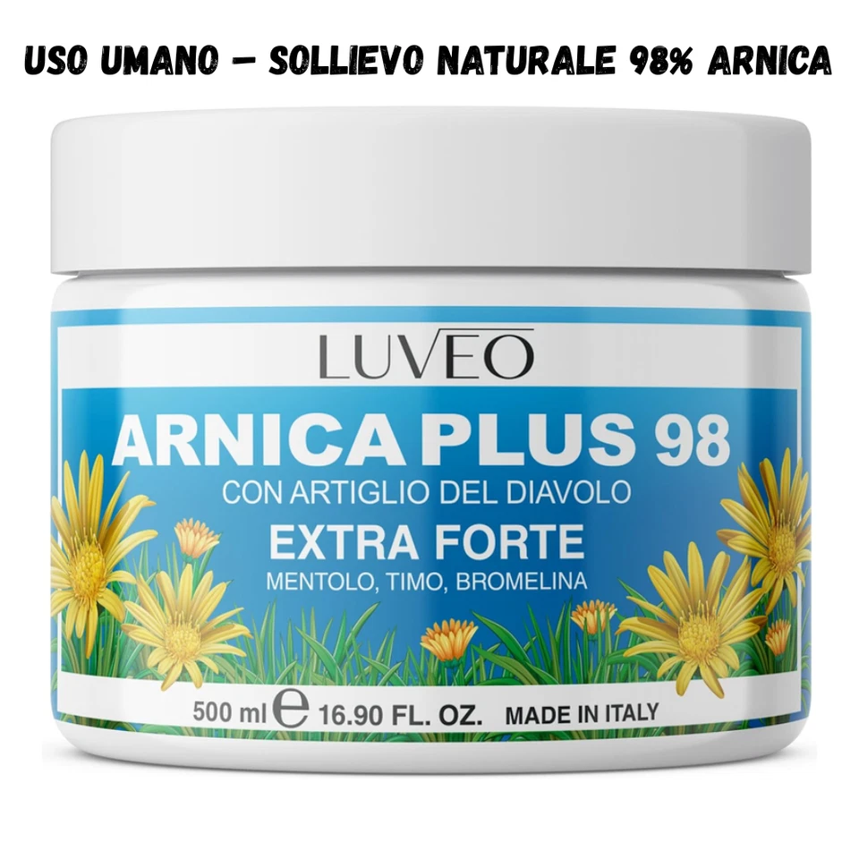 Arnica Gel per Cavalli Uso Umano 500ml Extra Forte Con Artiglio Del Diavolo