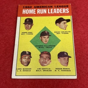 1963 Topps #4 (1962 AL Home Run Leaders) featuring Roger Maris & H. Killebrew - Picture 1 of 8