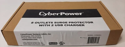 CyberPower 8 Outlets Surge Protector with 2 USB Charger CSP806U Opened - New - Image 1 of 3