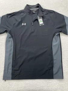 New UNDER ARMOUR Storm 1/4 Zip Windbreaker Pullover Jacket Black Men Sz Large - Picture 1 of 10