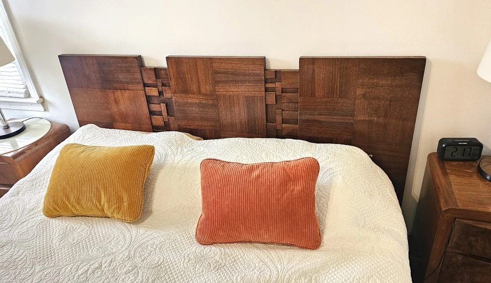 HEADBOARD  MID-CENTURY- MODERN BRUTALIS STACCATO GOOD CONDITION 60s - Image 1 of 4