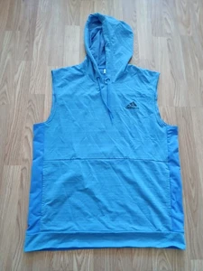 Adidas Men's Sleeveless Blue Hooded Sweatshirt - Picture 1 of 7