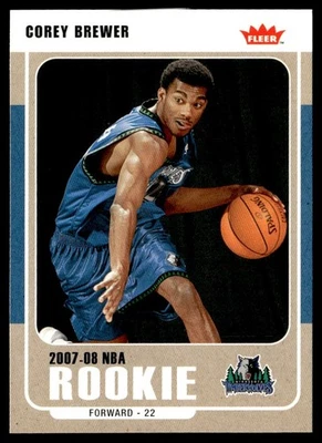 Fleer Corey Brewer 2007-08 novato Minnesota Timberwolves #204 Foto 1 de 2