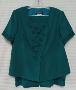 Donna Morgan 2-teiliges Set aus Rock und Kurzarm Blazer grün Größe 18P klassisch  - Bild 1 von 16