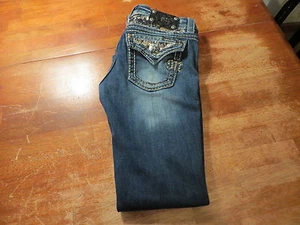 MISS ME BOOT CUT JEANS WITH ALL THE BLING (EUC) SIZE 27X28 VERY NICE - Picture 1 of 12