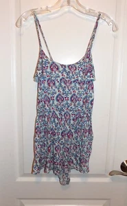 ABERCROMBIE KIDS Blue & Pink Floral Shorts Romper Sz Large Ruffle Preppy - Picture 1 of 3