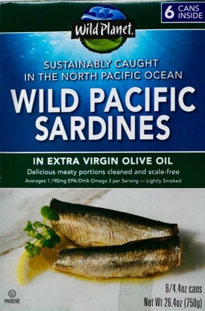 Wild Planet Wild Pacific Sardines in Extra Virgin Olive Oil - 4.4oz, Pack of 6