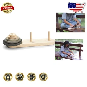 Sustainable Lucas Tower: 3-Rod Puzzle with Colorful Disks - Eco-Friendly Fun - Picture 1 of 4
