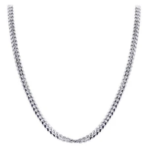 Collar de cadena cubana de plata de ley 925 con baño de rodio de 4 mm - Imagen 1 de 8