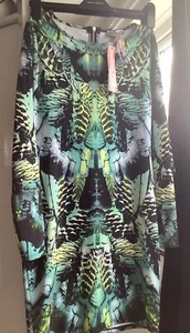 NEW LIPSY LADIES BLUE MULTI PATTERNED KNEE LENGTH DRESS SIZE 12 U.K. - Picture 1 of 7