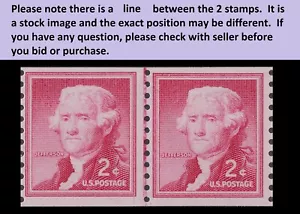 US 1055 Thomas Jefferson 2c coil joint line pair MNH 1957 - Picture 1 of 1