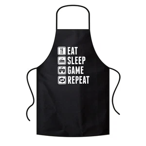 EAT SLEEP GAME REPEAT Gamer Zocker Admin Sprüche Spaß Grillschürze Latzschürze - Bild 1 von 2