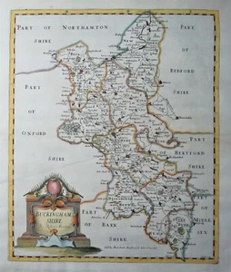 BUCKINGHAMSHIRE, Robert Morden, original antique hand coloured map 1695 - Picture 1 of 4