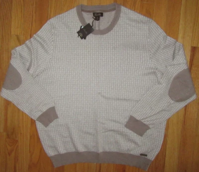 Tasso Elba XXL Men's Luxury Pearl Taupe Cashmere Cotton Crew Sweater Very NICE - Image 1 of 4