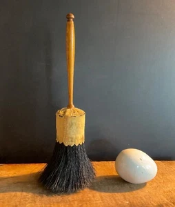 Antique Sabbathday Lake Maine SHAKER Hat BRUSH Chrome yellow maple wood velvet - Picture 1 of 16