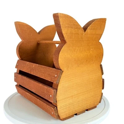 Easter Wooden Bunny Shape Crate Storage Decor Rustic Farmhouse Style Handcrafted - Image 1 of 4