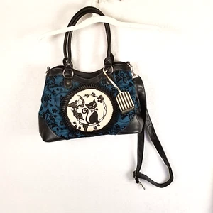 BANNED Dancing Days Black Kitty Cats Crossbody Shoulder Handbag Purse - Picture 1 of 12