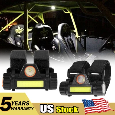2X Dome LED Light For Polaris RZR Can Am Kawasaki Golf Cart 1.25"-2.0" Roll Bar - Image 1 of 4
