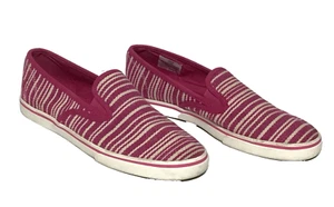 Lauren Ralph Lauren Womens Janis Sneaker Size 7.5 Med Canvas Slipon Pink Stripe - Picture 1 of 11