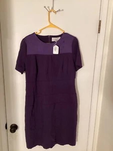 Women NWT "BOSS" purple zip up short sleeve sheath dress. Size 12 Reg. &500.00 - Picture 1 of 3