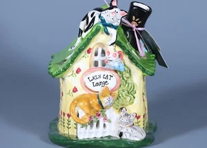 BLUE SKY CLAYWORKS LAZY CAT LOUNGE Keramik Teelichthalter 7,5" - Bild 1 von 5