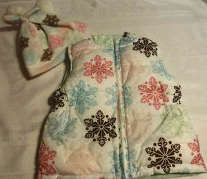 Gymboree Winter Ballerina Size 3-4 Hat Vest Snowflake Water Resistant Reversible - Picture 1 of 4