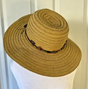 Cappelli Straworld Woven Sun Hat Crochet Beaded Band One Size, Pre-Owned - Picture 1 of 7