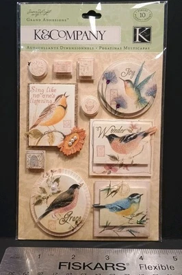 K & Company Grand Adhesion Sticker Pack Susan Winget Nature Bird Glitter Pearls - Image 1 of 4