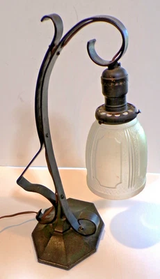 ART Deco Gothic Cast Iron Table Desk Electric Reading Lamp BASE Goose Neck *n - Image 1 of 4