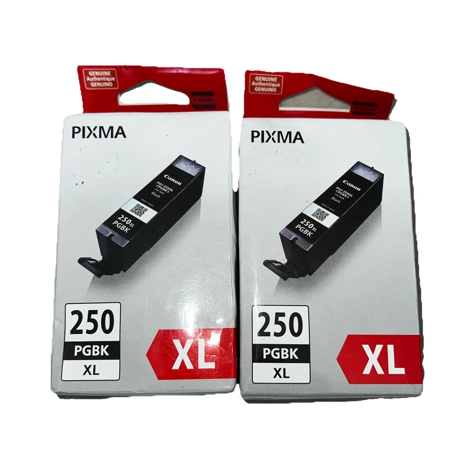 2 Pack Genuine Canon - 250XL (PGBK) - Black Ink Cartridge - New/Sealed - Image 1 of 1