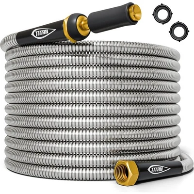 Garden Hose 50FT - 304 Stainless Steel Metal Water Hose, Flexible, Kink-Free - Image 1 of 4