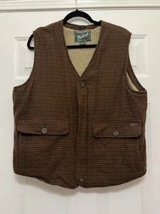Vintage Woolrich Vest Men’s Large Wool Sherpa Lined Hunting Plaid Full Zip Mens - Picture 1 of 7