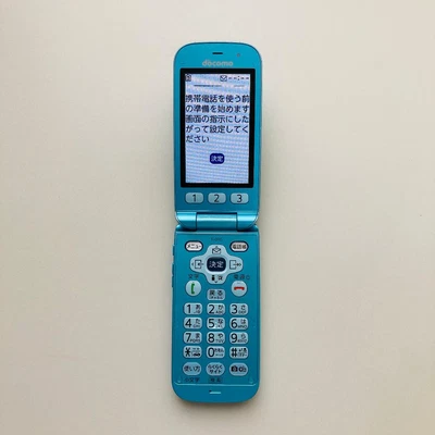 Fujitsu F-01G Raku-Raku Basic 4 Blue Flip Phone Japanese Cell Phone Docomo Used - Image 1 of 4