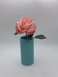 "Florero de terracota JH azul verdoso cilindro 7-1/4"" - de colección por John Henry"  - Imagen 1 de 8
