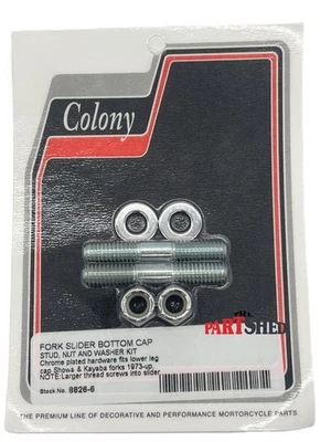 Kit de tachuelas/tuercas deslizantes de horquilla Colony cromadas #8826-6 Harley Davidson Foto 1 de 4