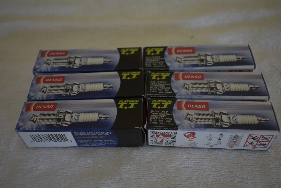 Juego de 6 bujías de rendimiento de doble punta de titanio platino DENSO TT # PK20TT Foto 1 de 2