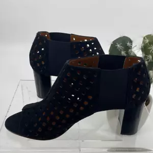 Aquatalia Women's Shari Suede Caged Cutout Ankle Booties Black Size 10 - Picture 1 of 10