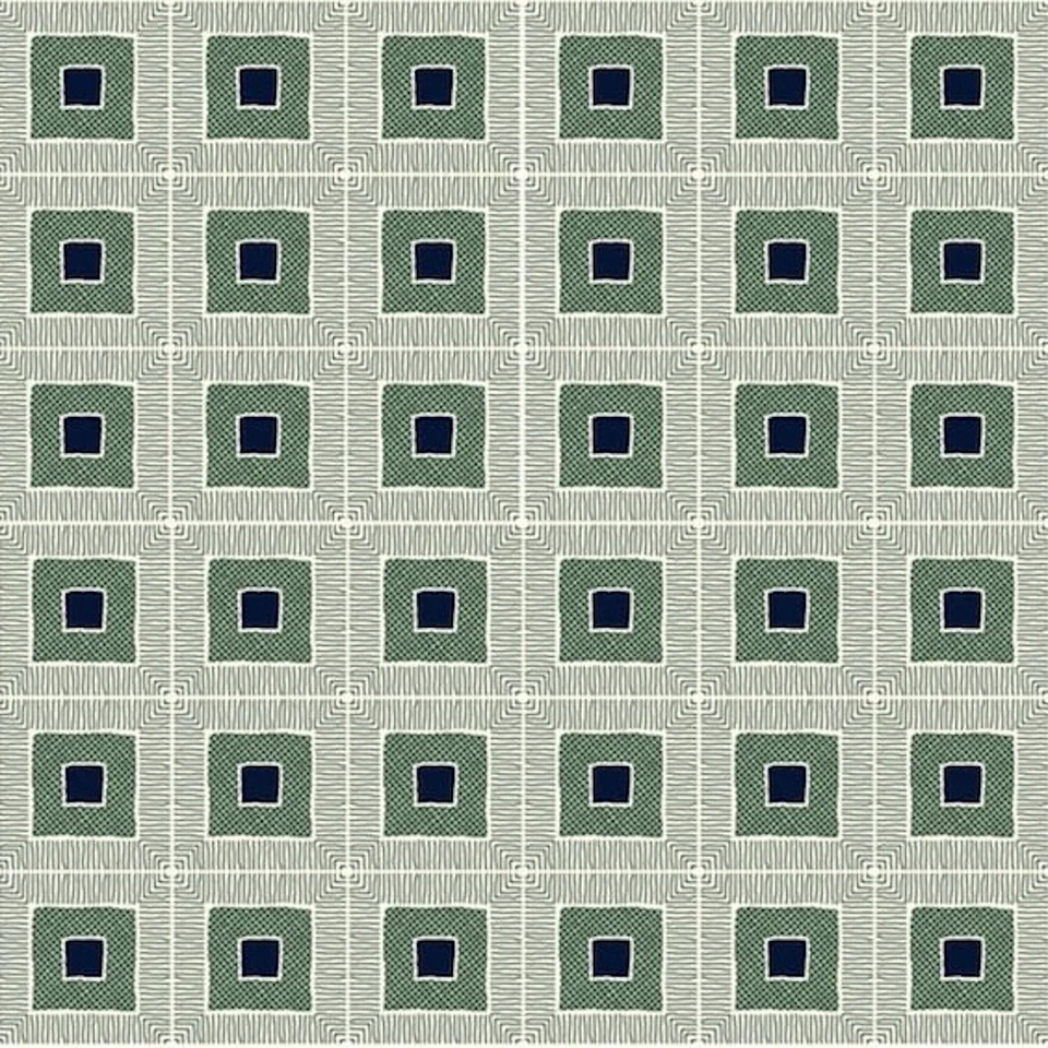 Tela Gretta Cuadrados Geométricos Verde 100% Algodón por Yarda Foto 1 de 1