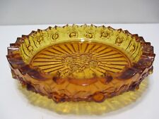 Vintage Fenton Glass Ashtray # 9271 Cabbage Rose Colonial Amber 7 1/8" D