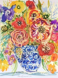 Summer Bouquet.Original Watercolor Painting - Picture 1 of 11